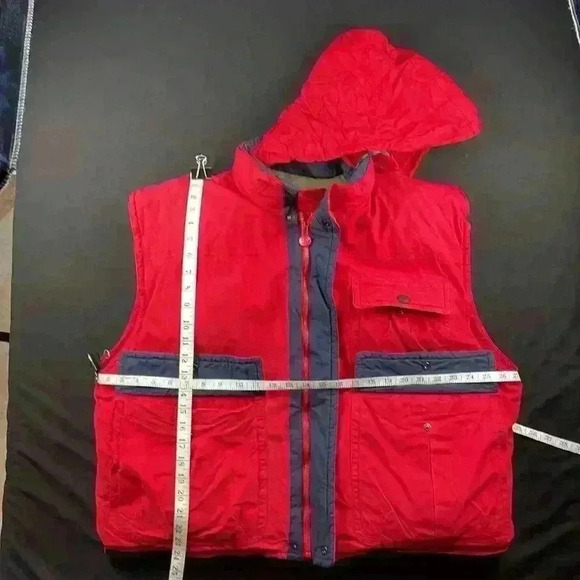 Vintage Rain Forest men’s down utility vest with 4 pockets, attached hood XLarge - Picture 8 of 12
